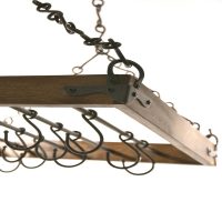 מתלה סירים ברזל משולב עץ